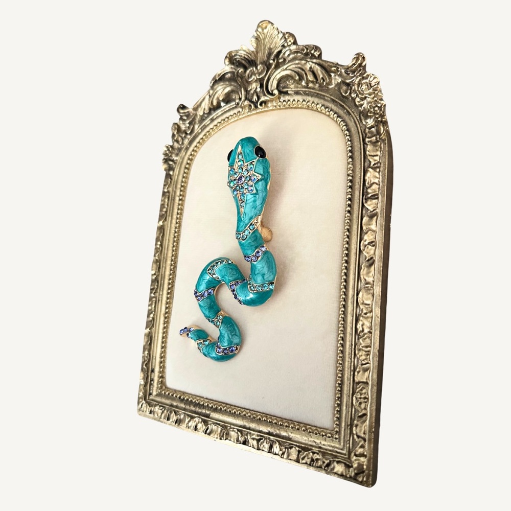 Enamel Snake Pendant / Brooch with Crystal Accents - Picture 5 of 6